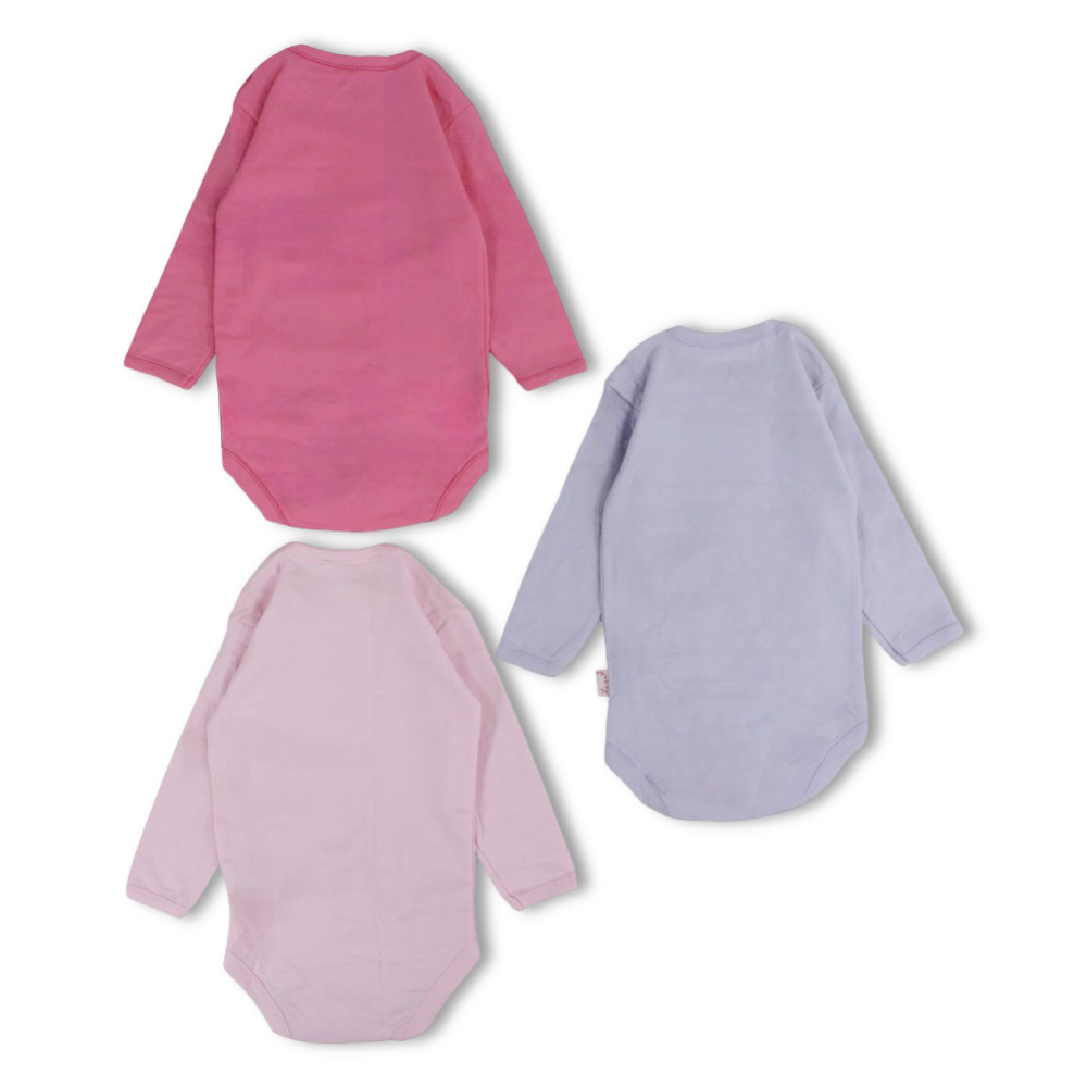 Baby Girls Cotton Long-Sleeved Underwear Bodysuit – Pack Of 3