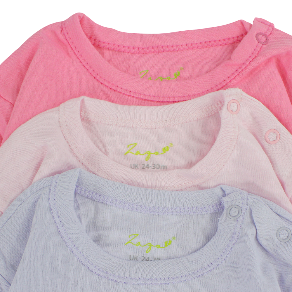 Baby Girls Cotton Long-Sleeved Underwear Bodysuit – Pack Of 3
