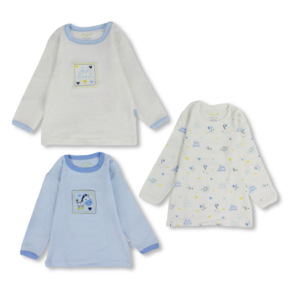 Baby Boys Cotton Long-Sleeved Undershirt – Pack Of 3