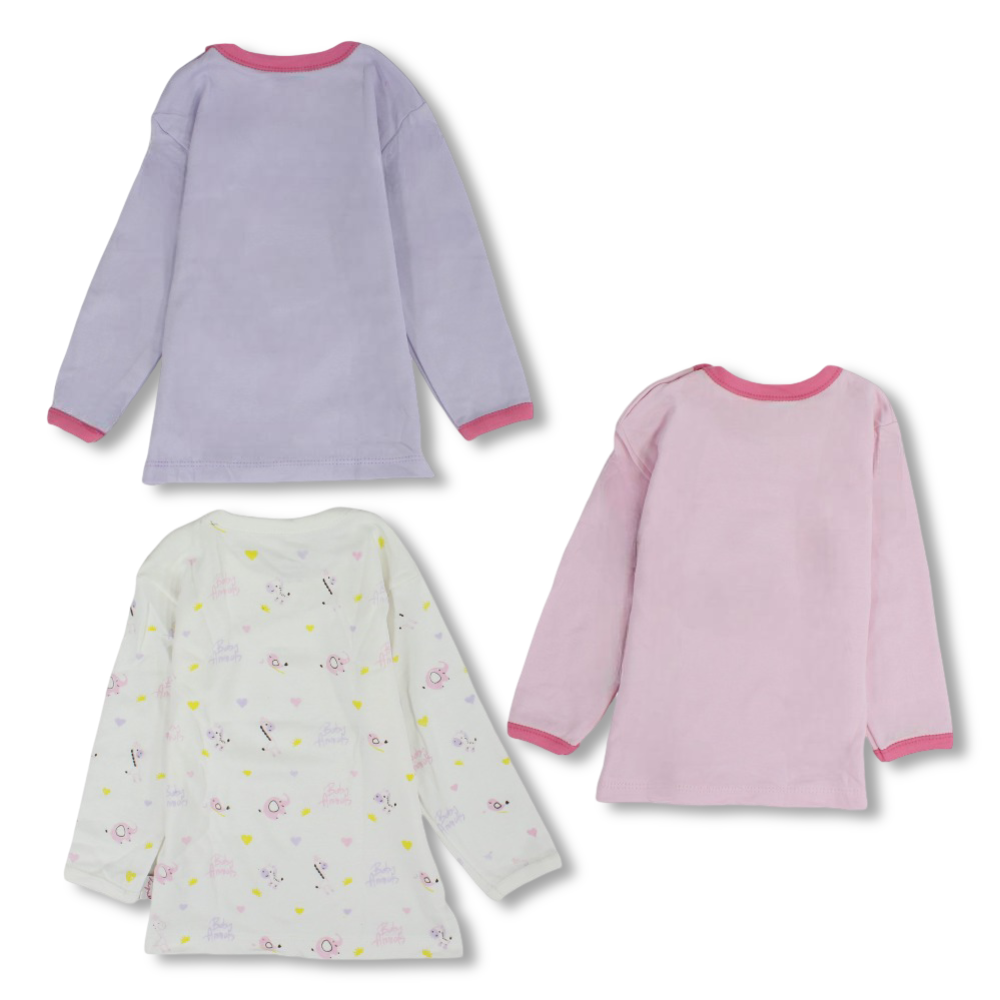 Baby Girls Cotton Long-Sleeved Undershirt – Pack Of 3