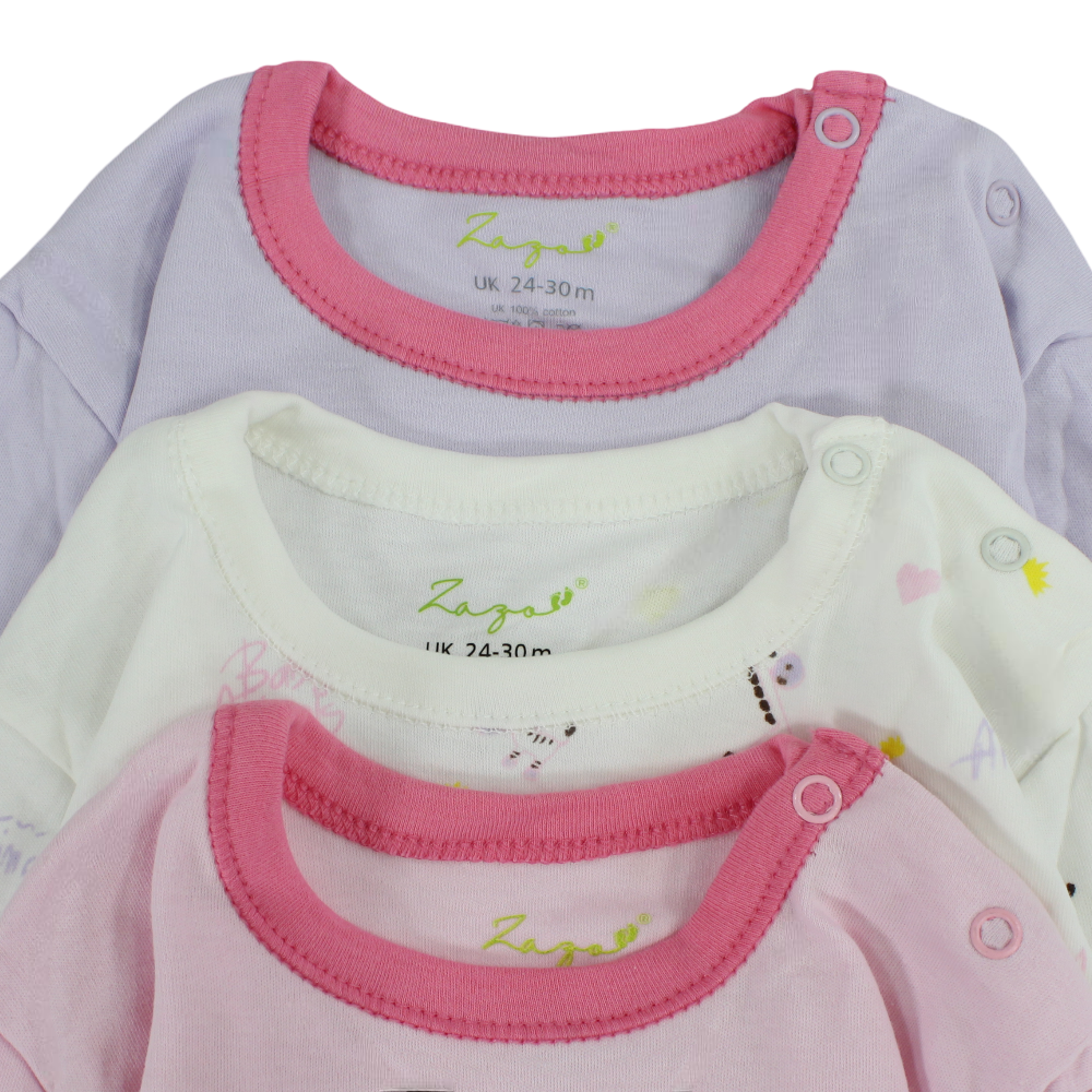 Baby Girls Cotton Long-Sleeved Undershirt – Pack Of 3