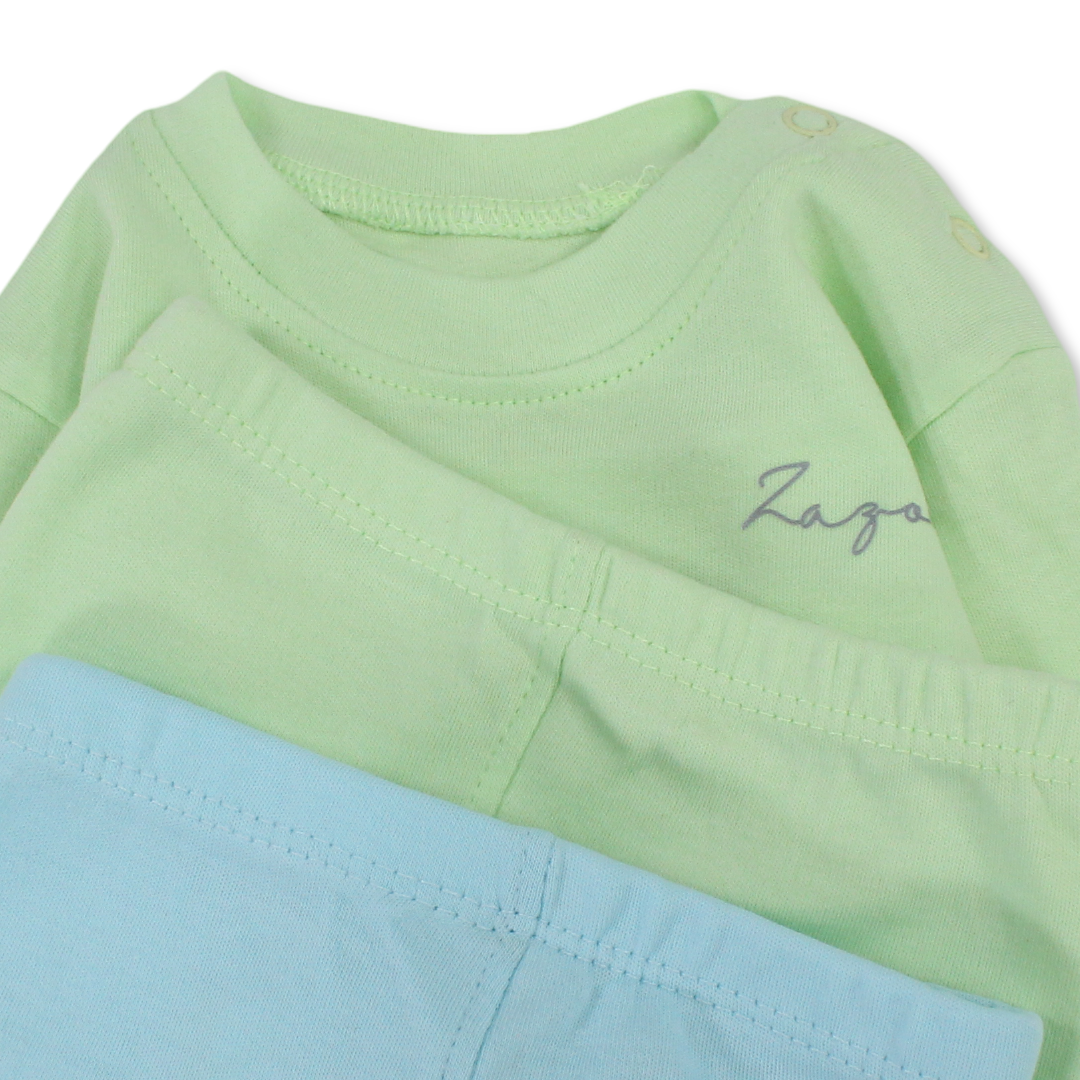 Unisex Baby Cotton Pajama Set – Mint/Aqua