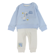 Baby Boys Cotton Pajama Set – Babyblue with Giraffe Embroidery
