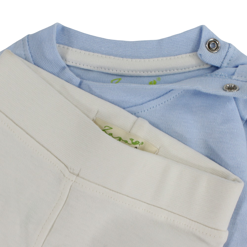 Baby Boys Cotton Pajama Set – Babyblue with Giraffe Embroidery