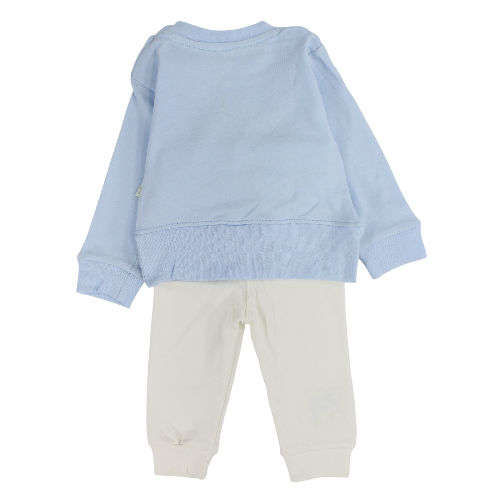Baby Boys Cotton Pajama Set – Babyblue with Giraffe Embroidery