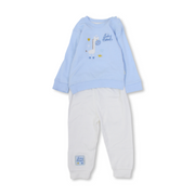 Baby Boys Cotton Pajama Set – Babyblue with Giraffe Embroidery
