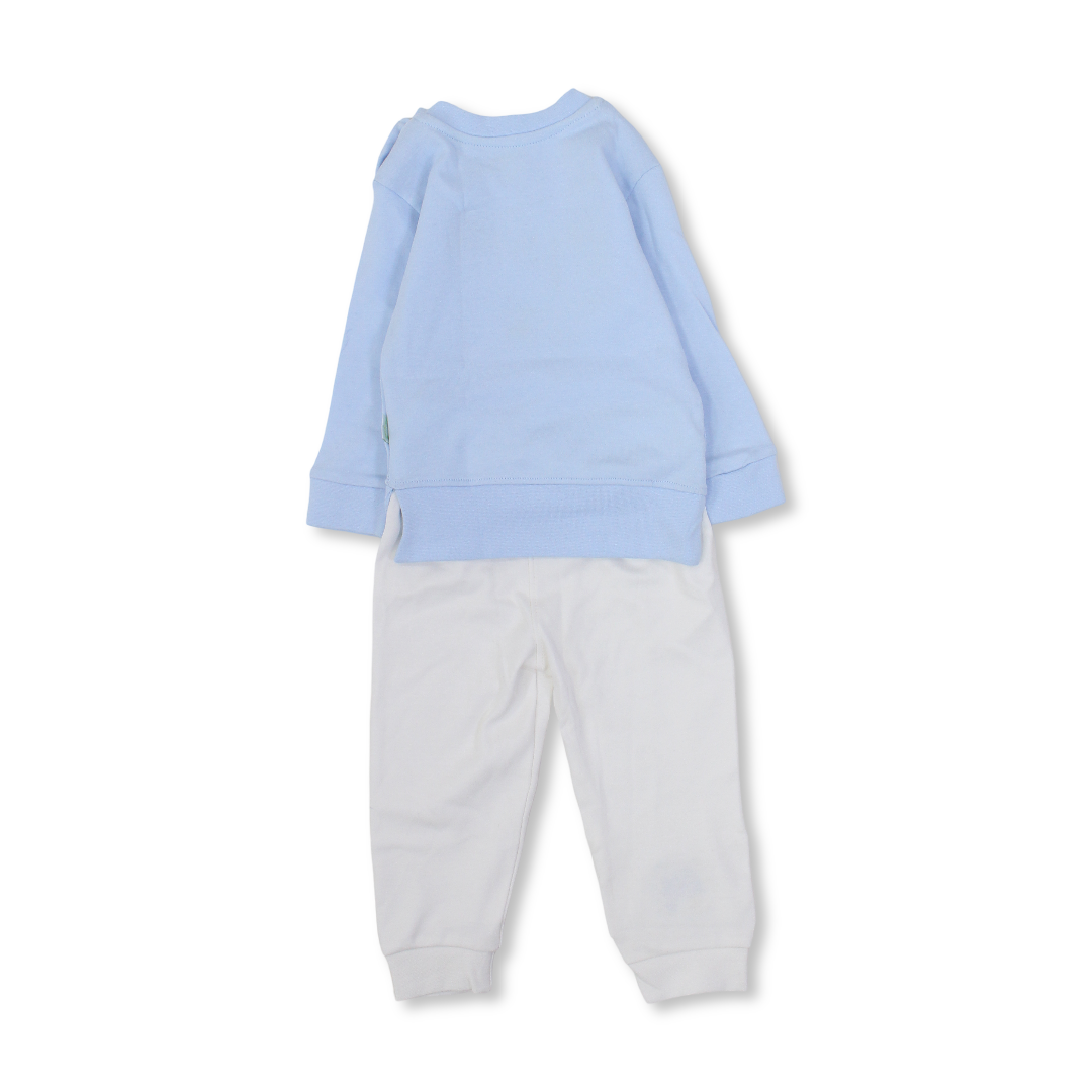 Baby Boys Cotton Pajama Set – Babyblue with Giraffe Embroidery