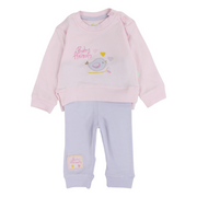 Baby Girls Cotton Pajama Set – Pink/Purple with Bird Design