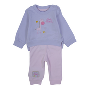 Baby Girls Cotton Pajama Set – Purple with Giraffe Embroidery