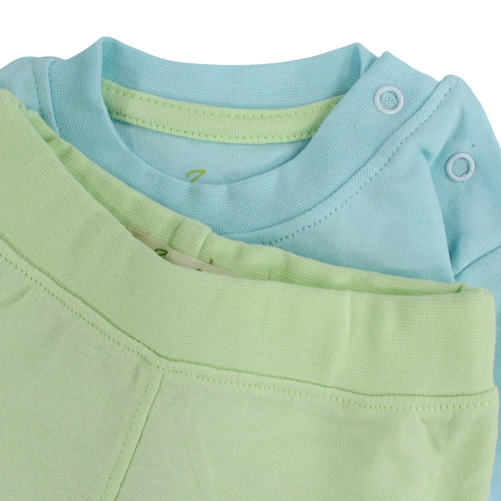 Unisex Baby Cotton Pajama Set – Aqua/Mint with Giraffe Design