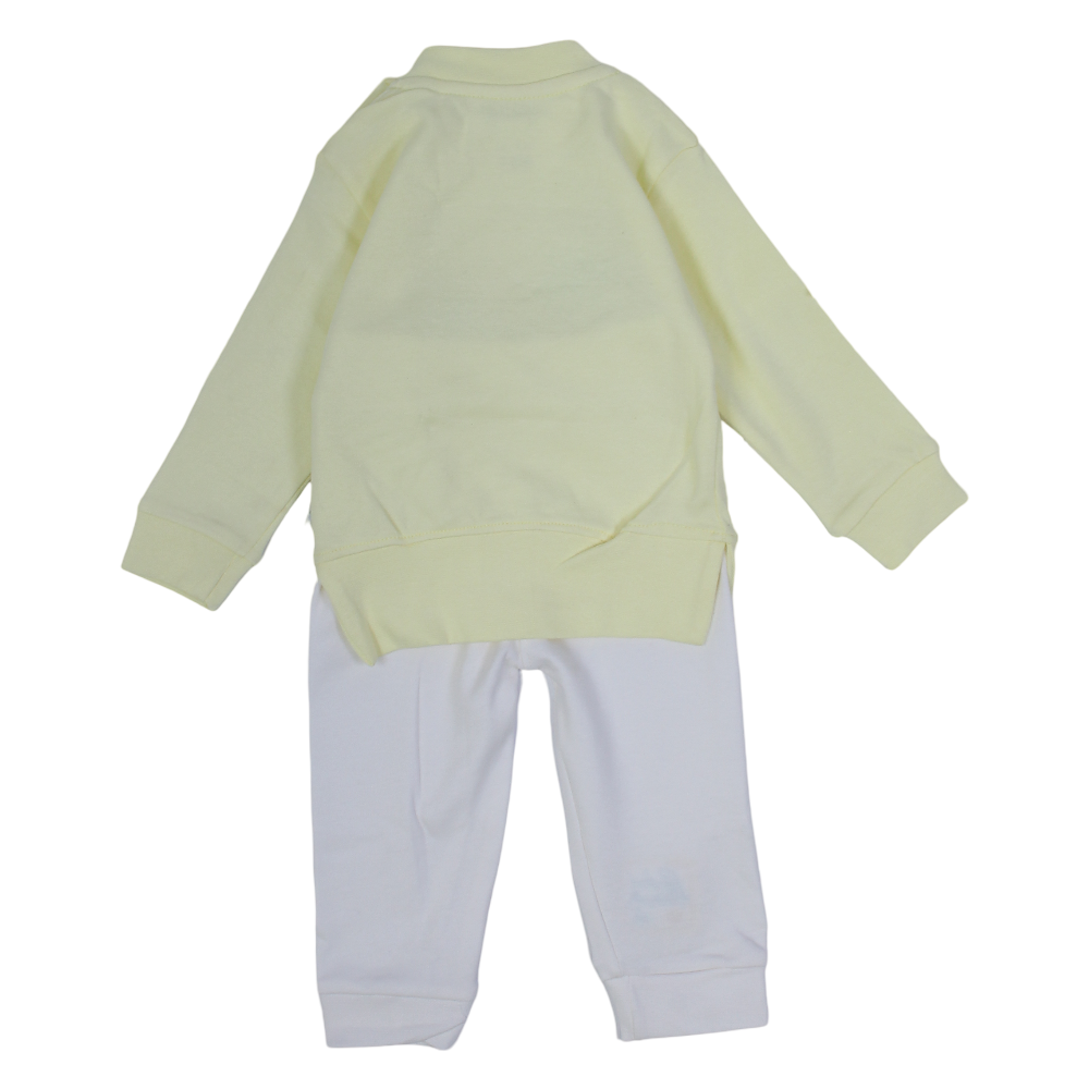 Unisex Baby Cotton Pajama Set – Yellow with Bird Embroidery