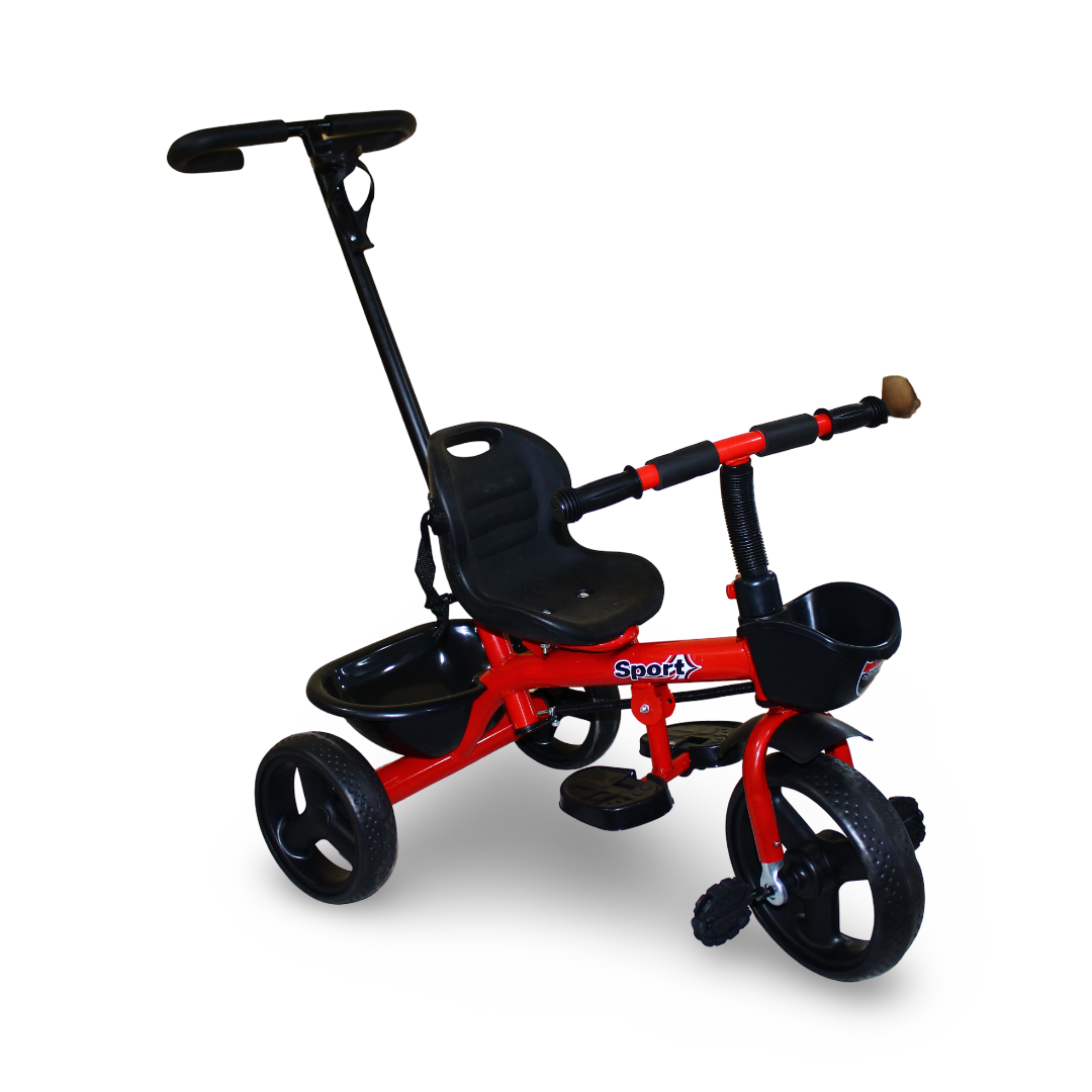 Children's 4-in-1 Tricycle Stroller with Handle – Red
