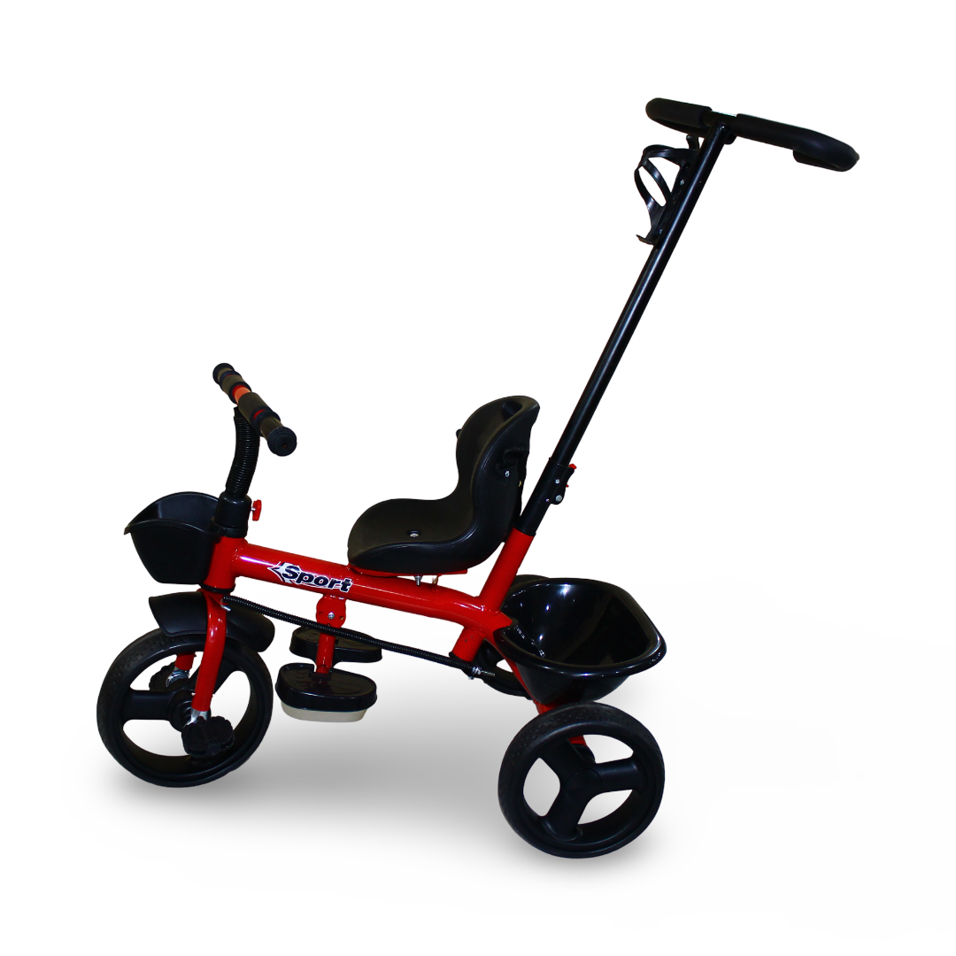 Children's 4-in-1 Tricycle Stroller with Handle – Red