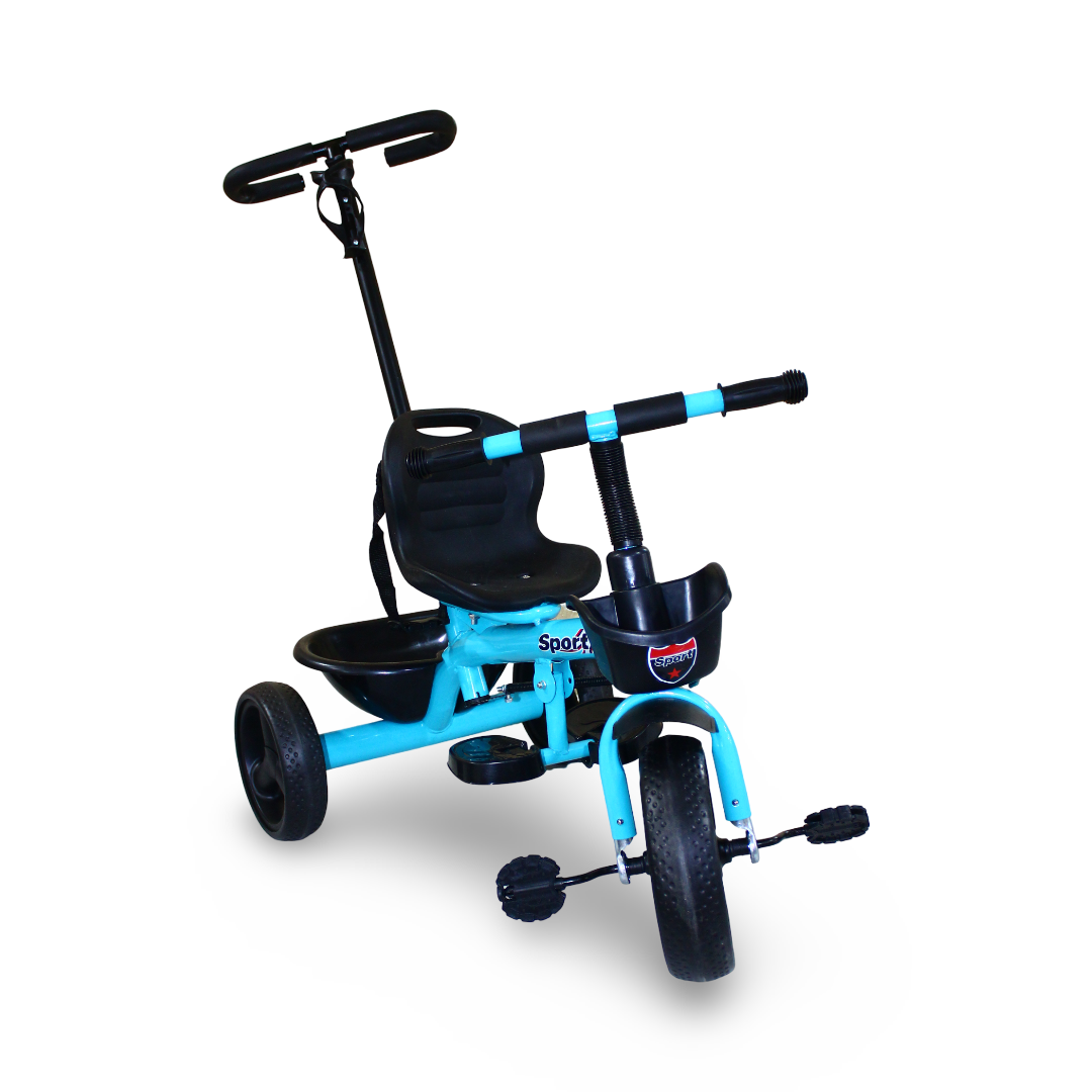 Children's 4-in-1 Tricycle Stroller with Handle – Baby Blue