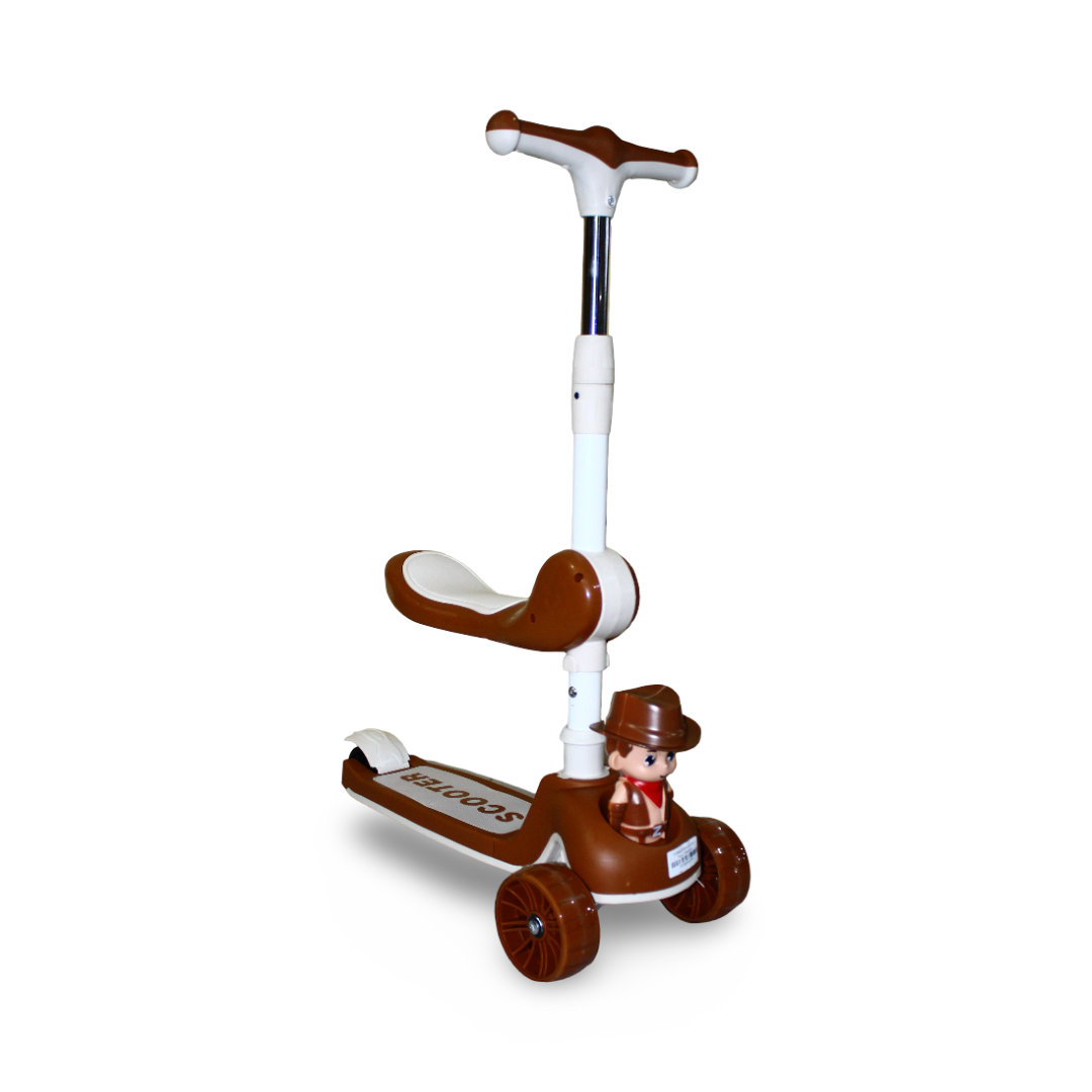 Children's 3 Wheels Scooter with Seat – Brown