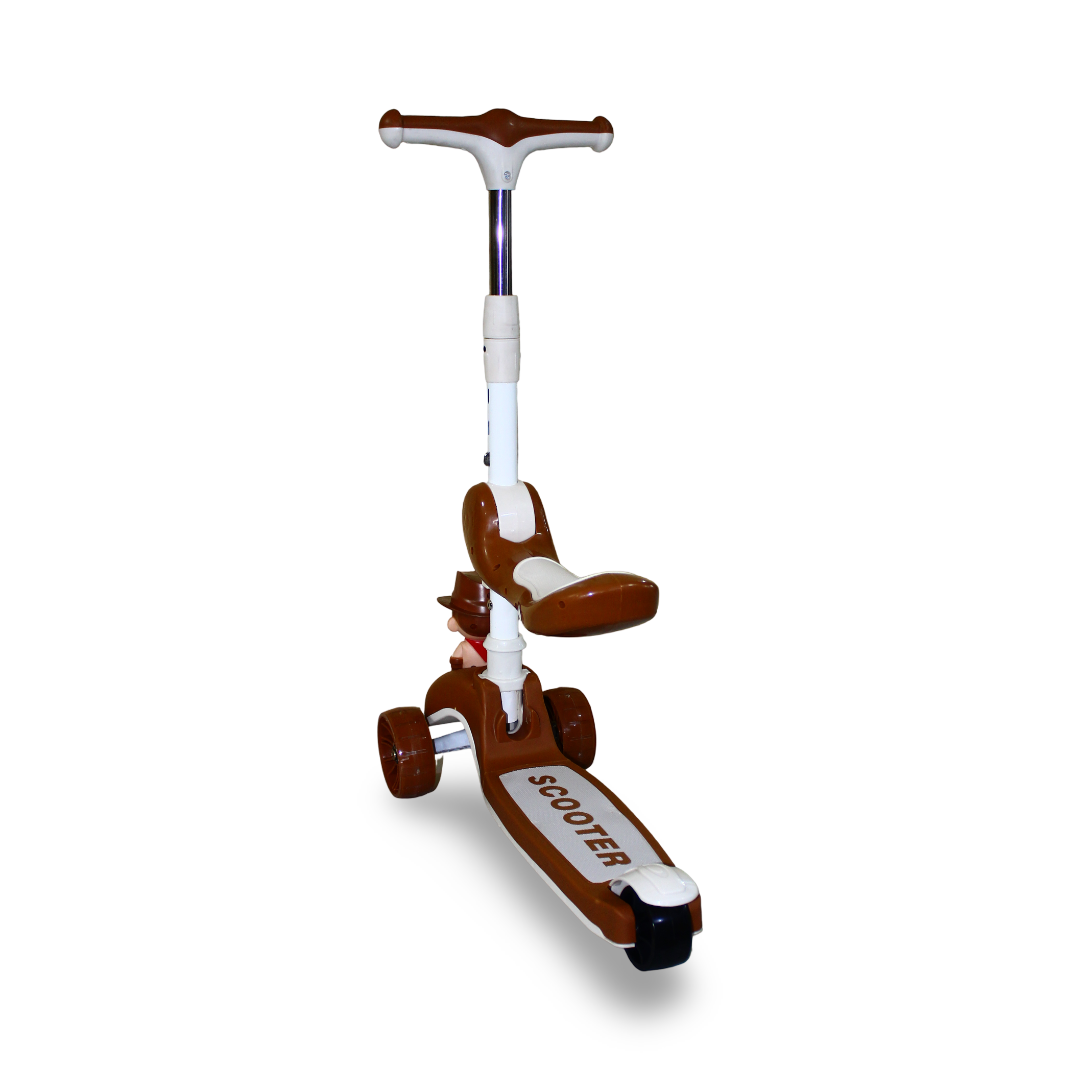 Children's 3 Wheels Scooter with Seat – Brown