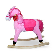 Plush Rocking Horse with Wooden Base – Pink
