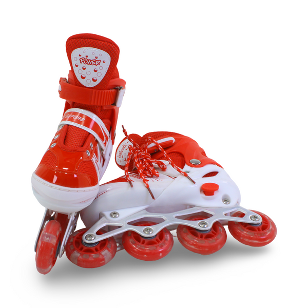 Power Superb Single-Row Adjustable Roller Skates (35-38) – Red