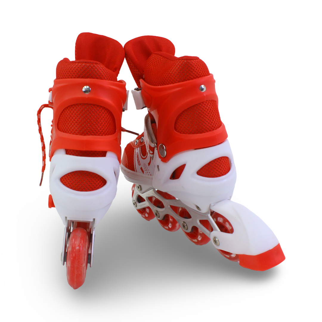Power Superb Single-Row Adjustable Roller Skates (35-38) – Red