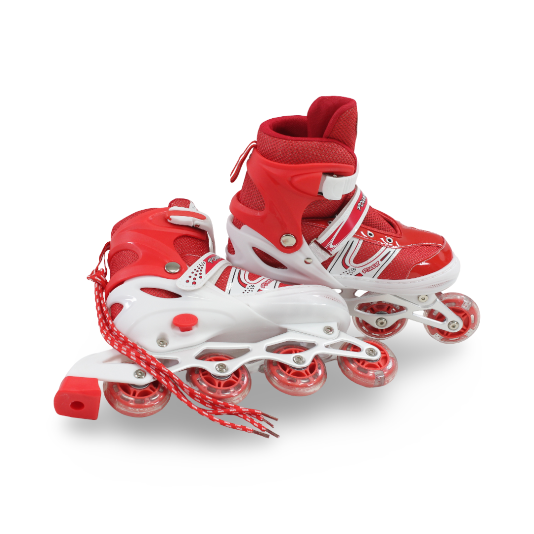 Power Superb Single-Row Adjustable Roller Skates (38-42) – Red