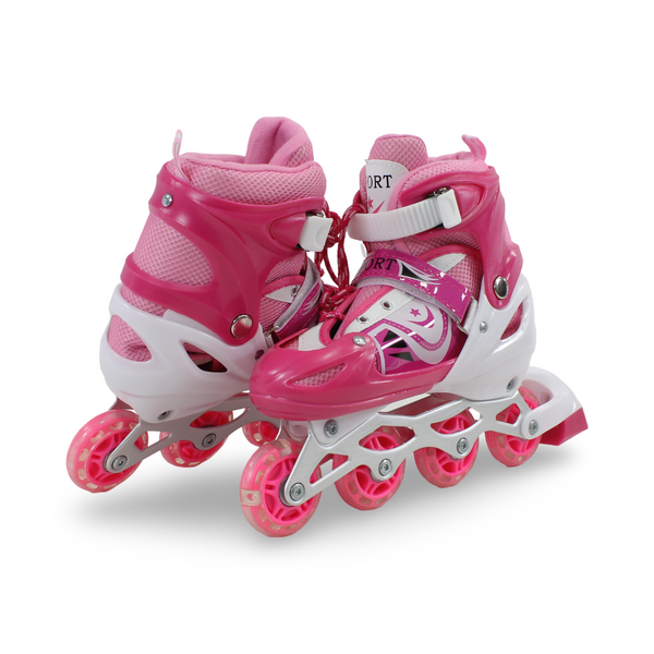 Sport Single-Row Adjustable Roller Skates (38-42) – Fuchsia