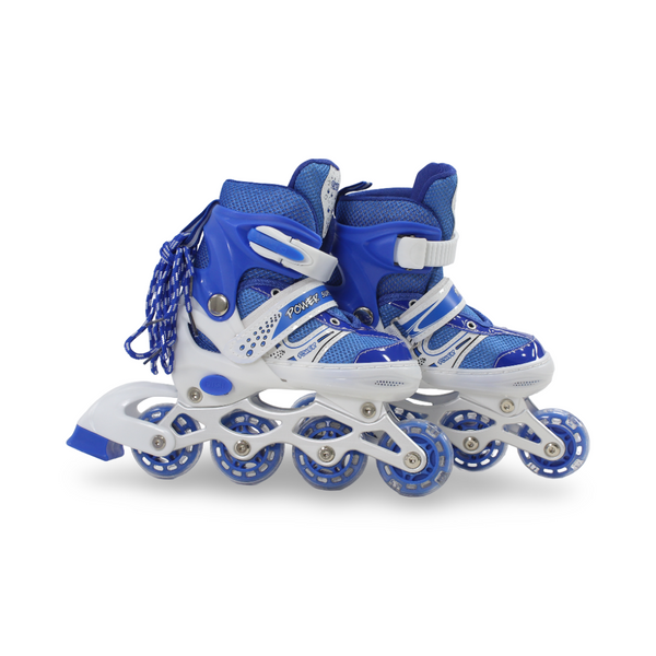 Power Superb Single-Row Adjustable Roller Skates (31-34) – Blue