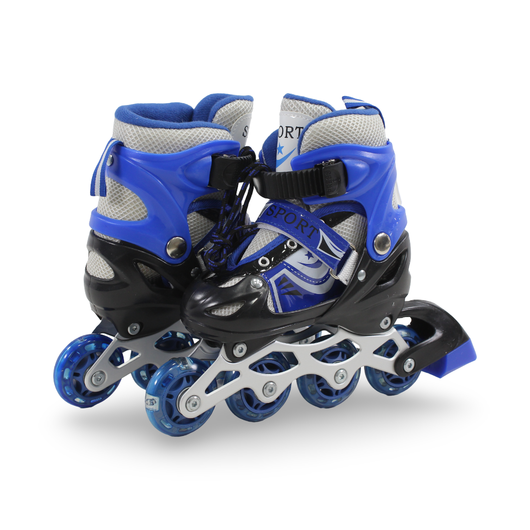 Sport Single-Row Adjustable Roller Skates (35-38) – Blue & Black