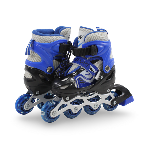 Sport Single-Row Adjustable Roller Skates (35-38) – Blue & Black