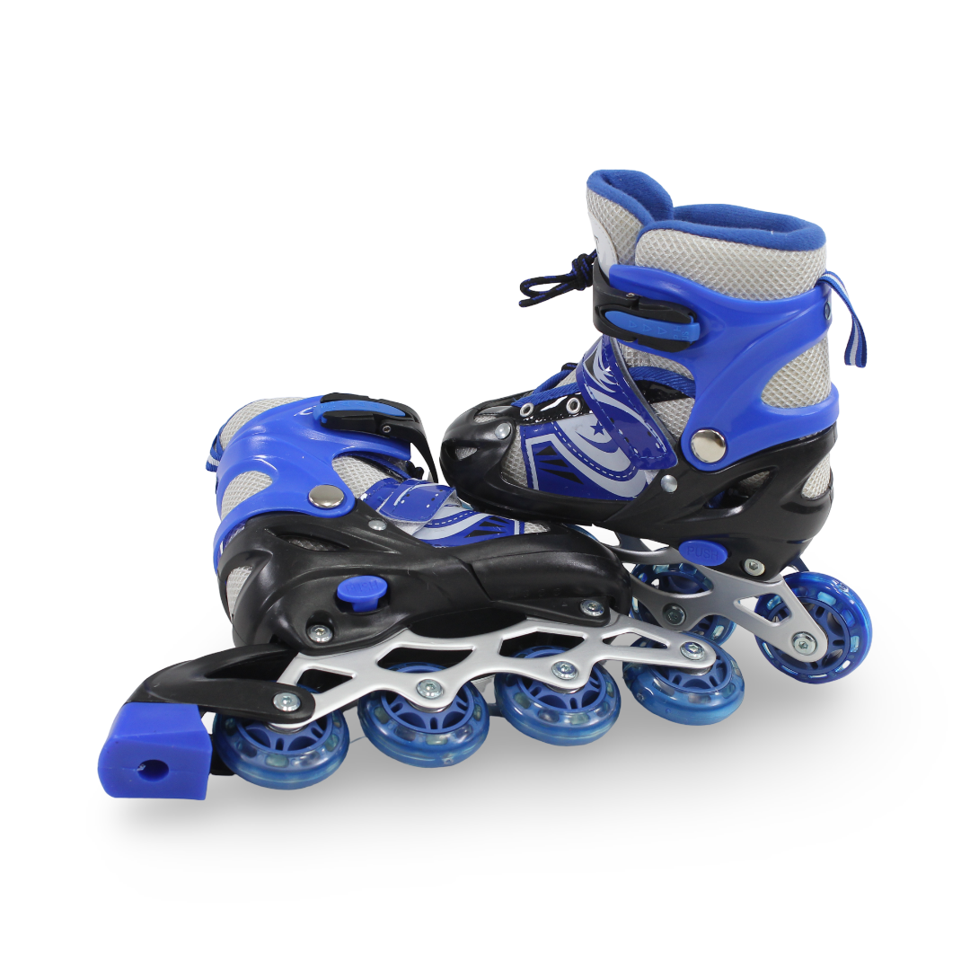 Sport Single-Row Adjustable Roller Skates (35-38) – Blue & Black