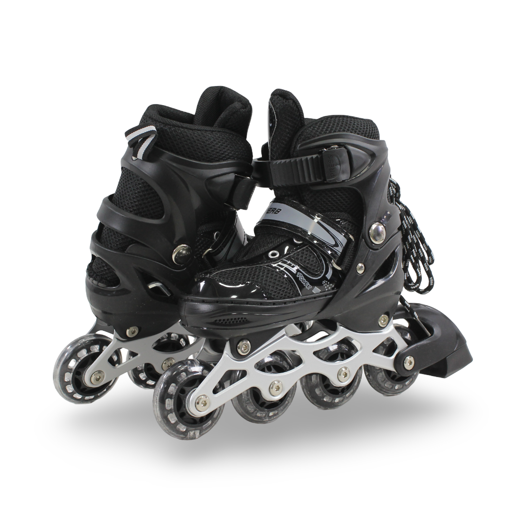 Power Superb Single-Row Adjustable Roller Skates (31-34) – Black
