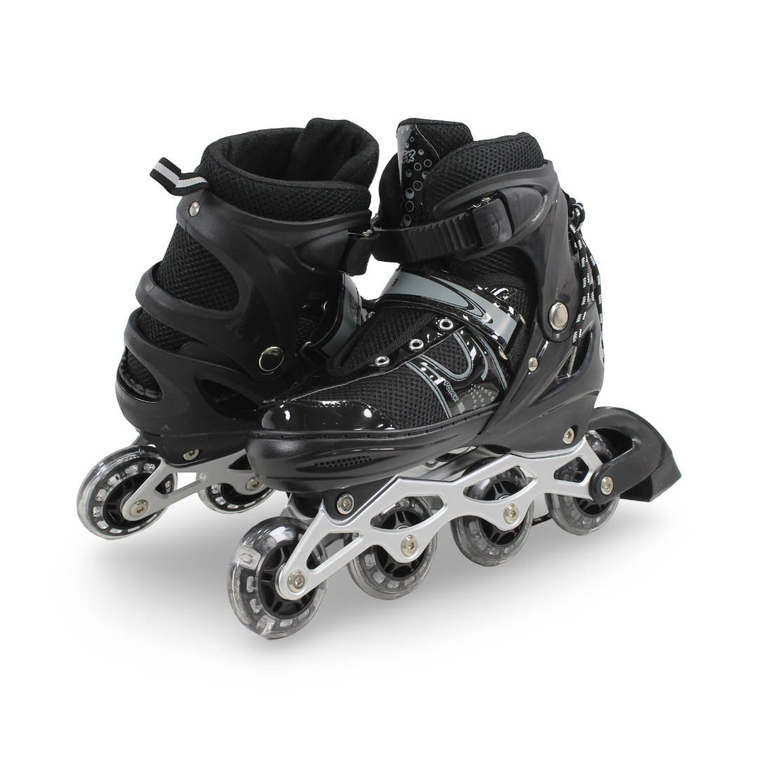 Power Superb Single-Row Adjustable Roller Skates (38-42) – Black