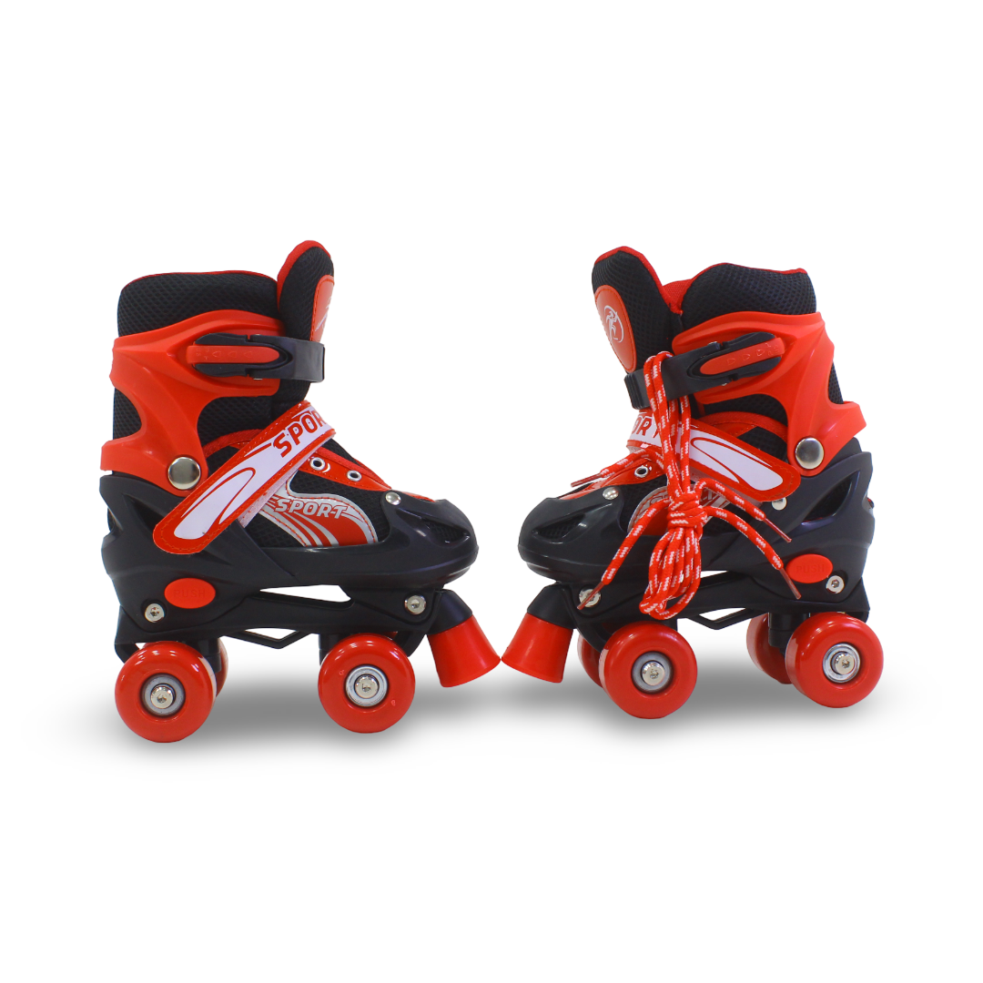 Sport Double Wheels Adjustable Kids' Roller Skates (S Size) – Red
