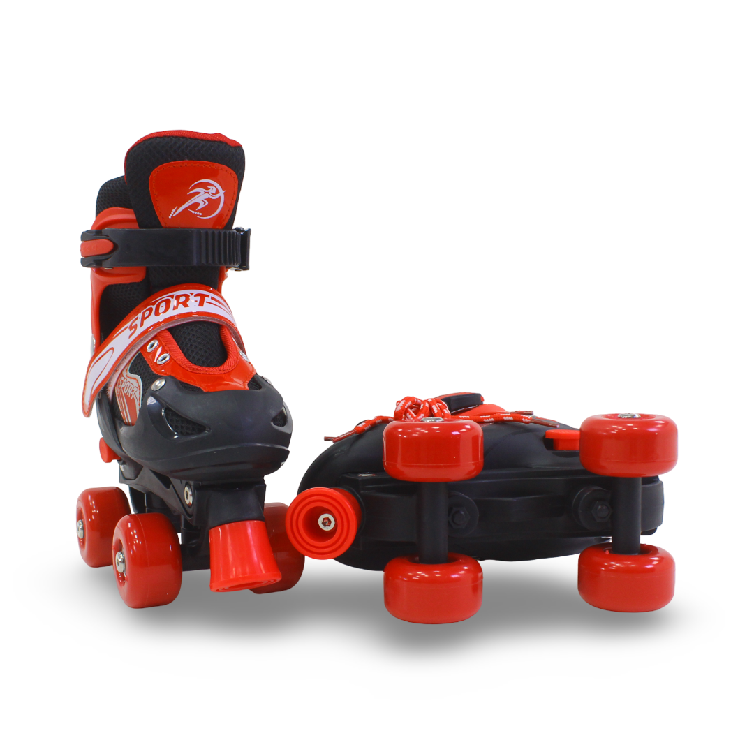 Sport Double Wheels Adjustable Kids' Roller Skates (S Size) – Red