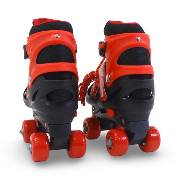 Sport Double Wheels Adjustable Kids' Roller Skates (M Size) – Red & Black