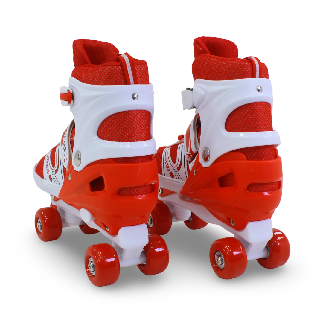 Power Superb Double Wheels Adjustable Kids' Roller Skates (L Size) – Red & White