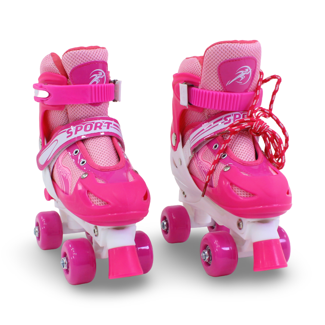 Sport Double Wheels Adjustable Kids' Roller Skates (M Size) – Fuchsia