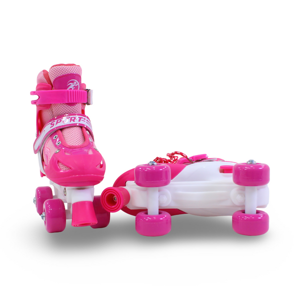 Sport Double Wheels Adjustable Kids' Roller Skates (M Size) – Fuchsia