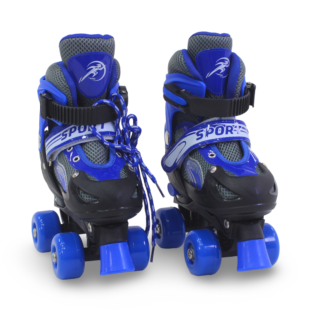 Sport Double Wheels Adjustable Kids' Roller Skates (S Size) – Blue