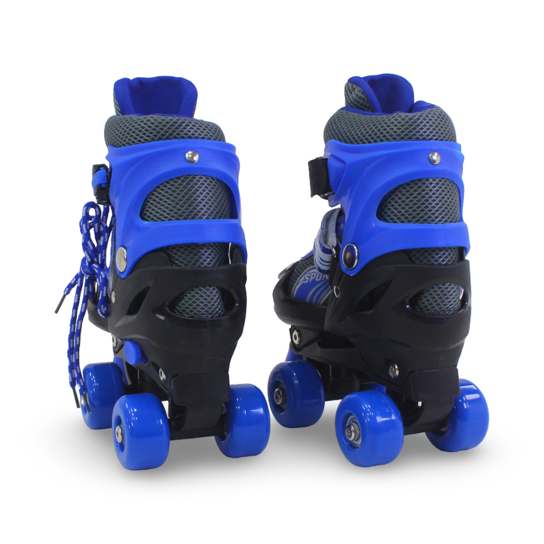 Sport Double Wheels Adjustable Kids' Roller Skates (S Size) – Blue