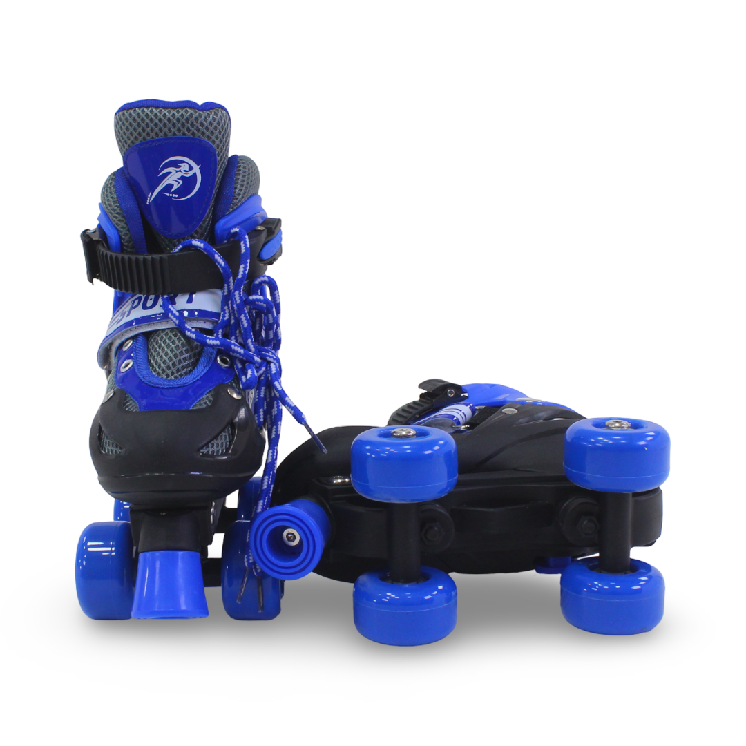 Sport Double Wheels Adjustable Kids' Roller Skates (S Size) – Blue