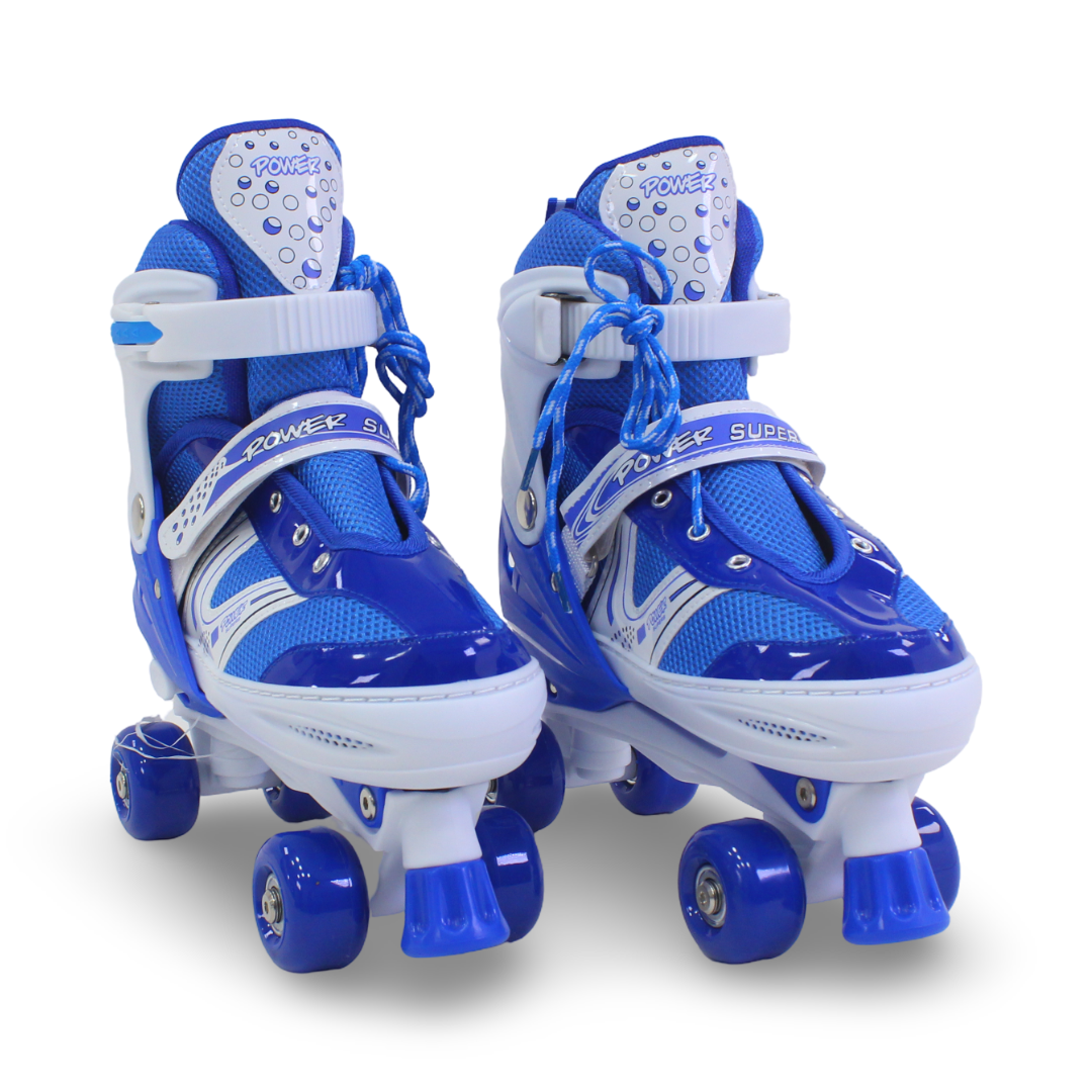 Sport Double Wheels Adjustable Kids' Roller Skates (L Size) – Blue