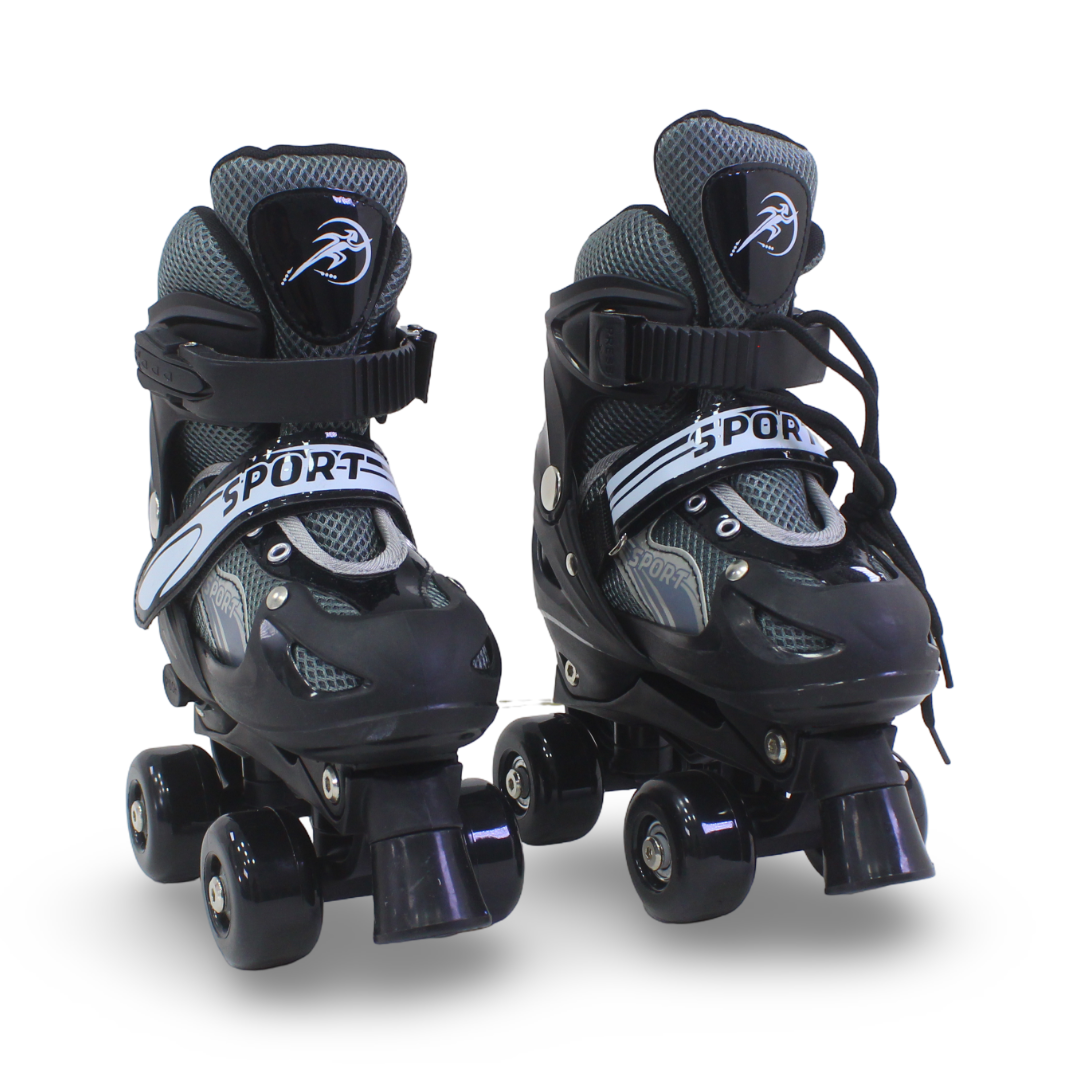 Sport Double Wheels Adjustable Kids' Roller Skates (S Size) – Black
