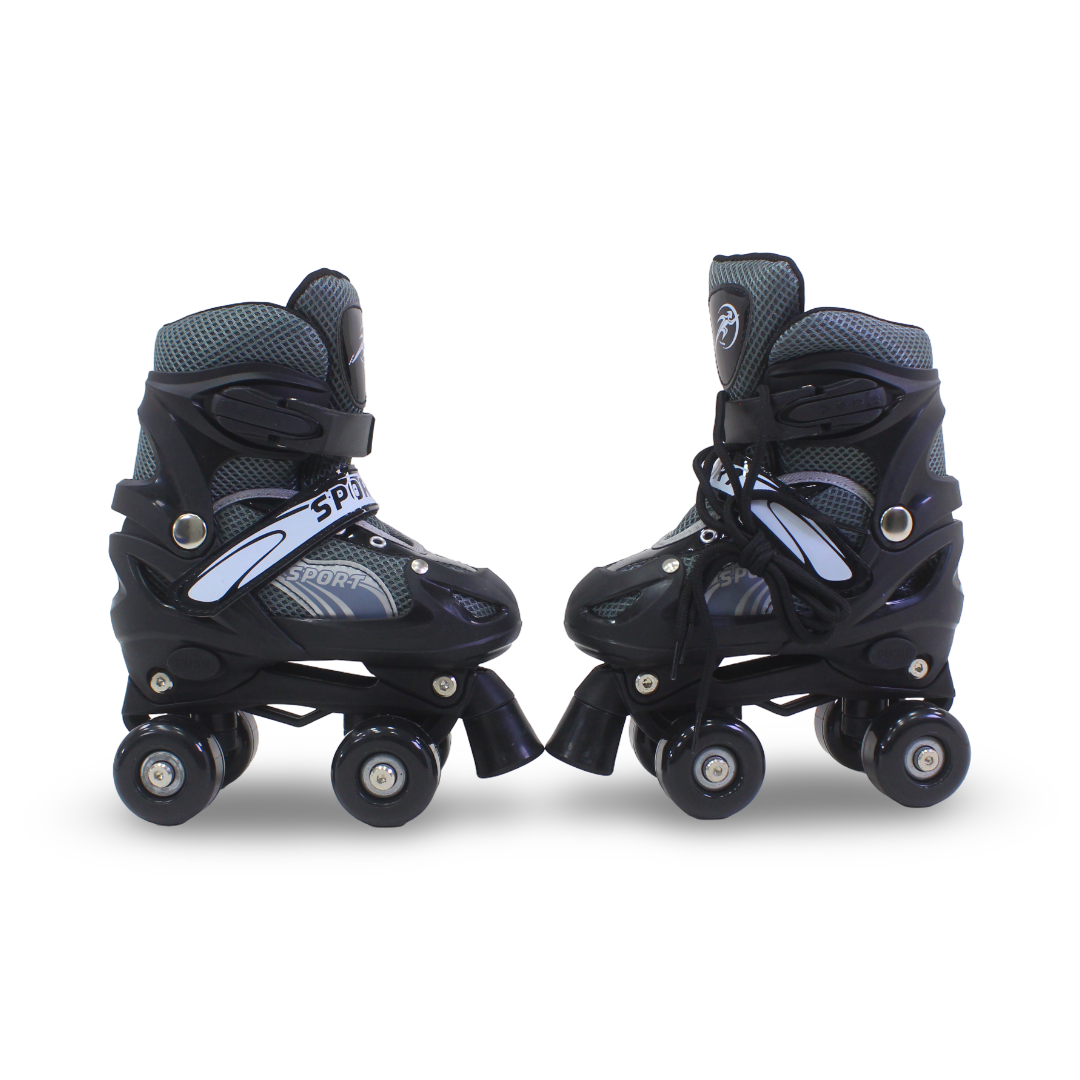 Sport Double Wheels Adjustable Kids' Roller Skates (S Size) – Black