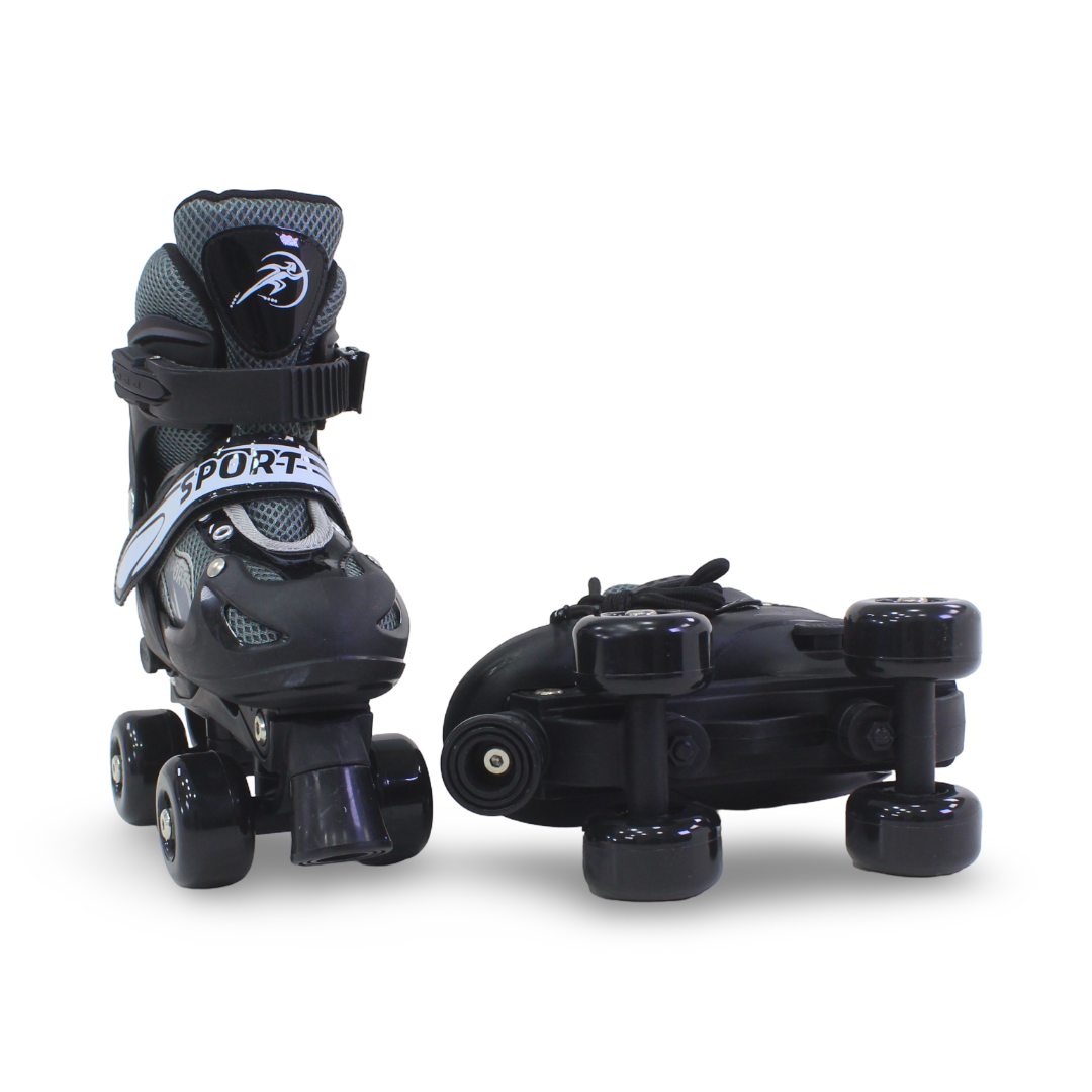 Sport Double Wheels Adjustable Kids' Roller Skates (S Size) – Black
