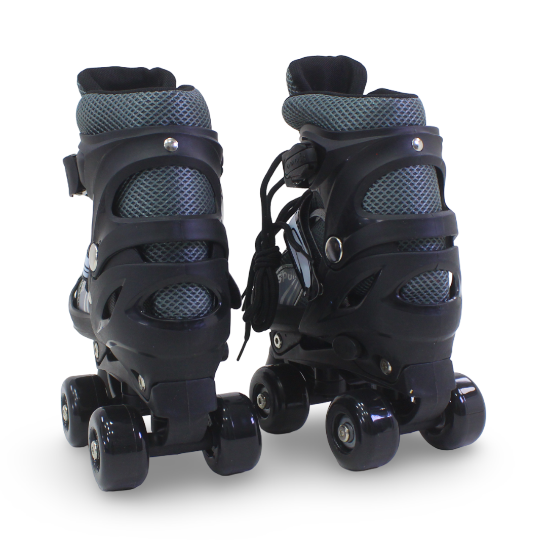 Sport Double Wheels Adjustable Kids' Roller Skates (S Size) – Black