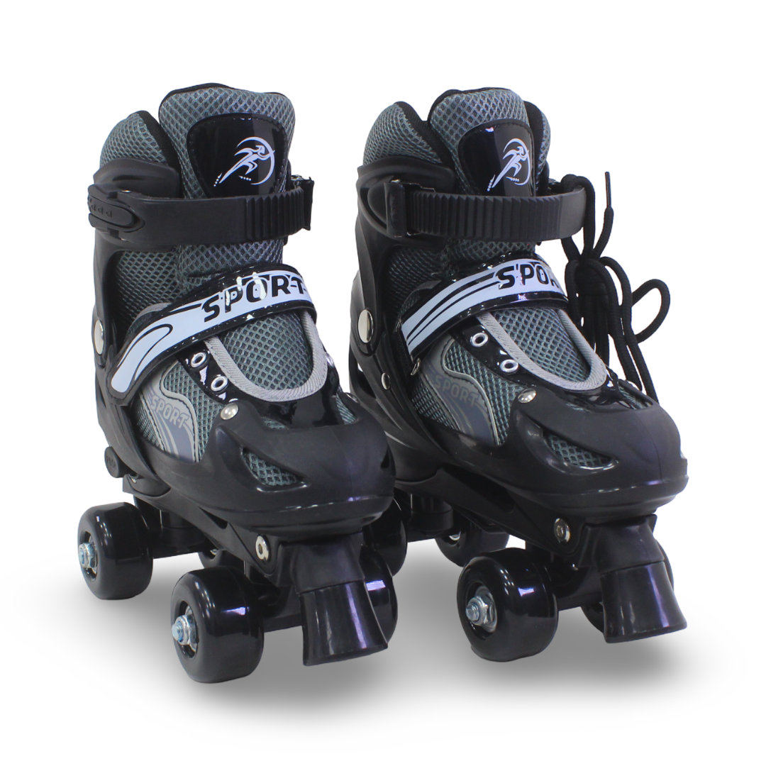 Sport Double Wheels Adjustable Kids' Roller Skates (M Size) – Black