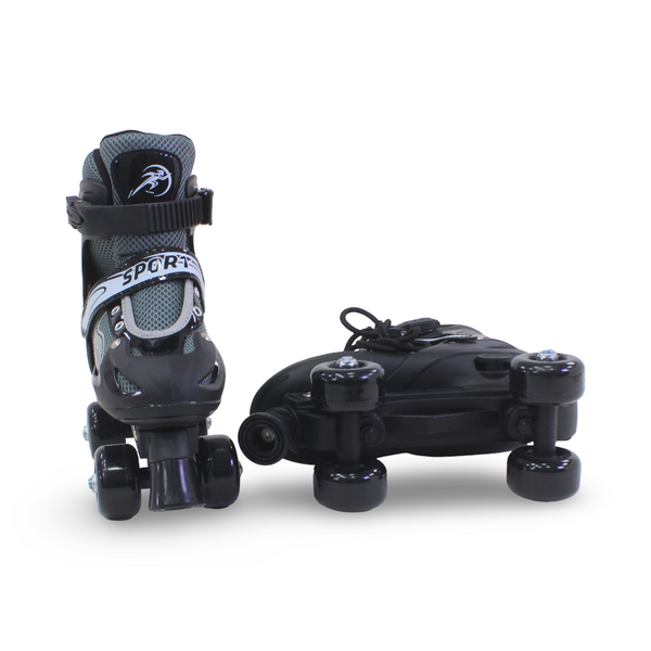 Sport Double Wheels Adjustable Kids' Roller Skates (M Size) – Black