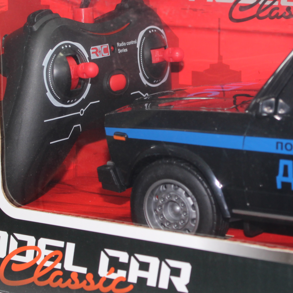 Remote Control Lada Police Car with Lights – Black