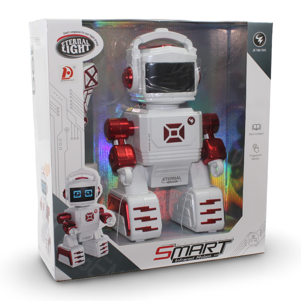 Smart Infrared Remote Control Robot with Lights and Music – White/Red