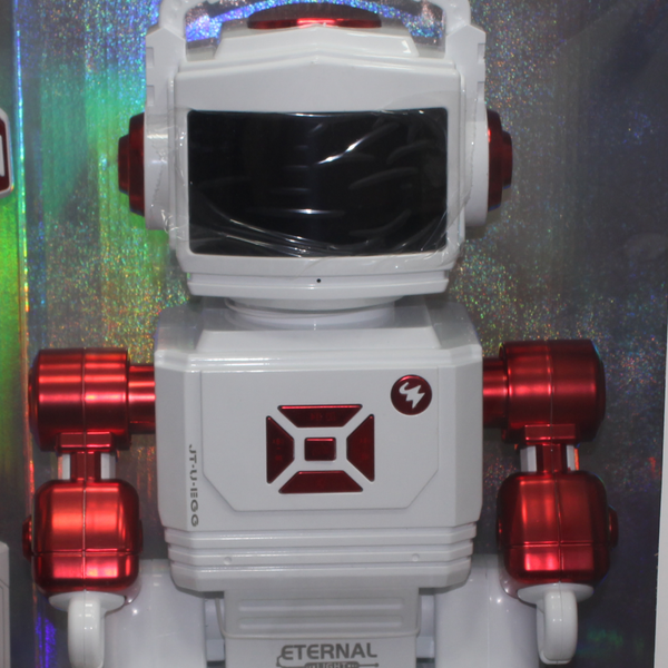 Smart Infrared Remote Control Robot with Lights and Music – White/Red